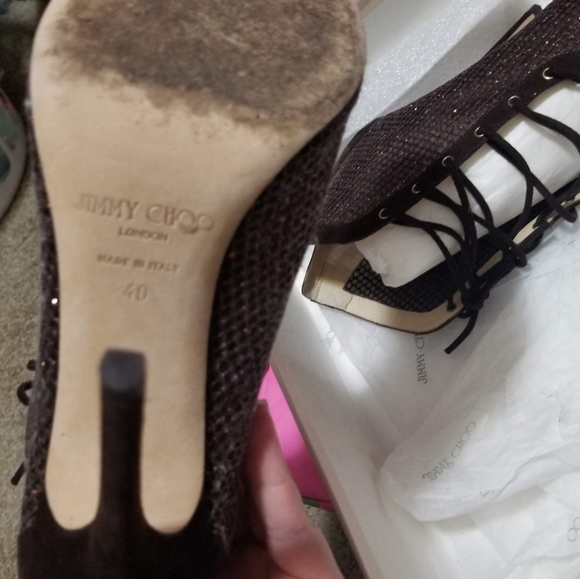 Jimmy Choo glitter mesh open toe booties - Picture 3 of 4